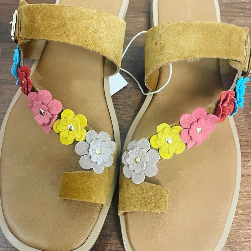 NWT Avellini Made in Italy Flowers Suede Sandals/Slippers - Size 9 - Picture 5 of 7